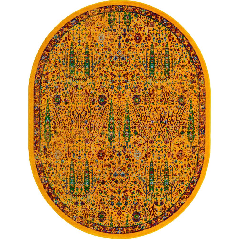 Unique Loom 8x10 Oval Rug in Yellow (3160777). Picture 1