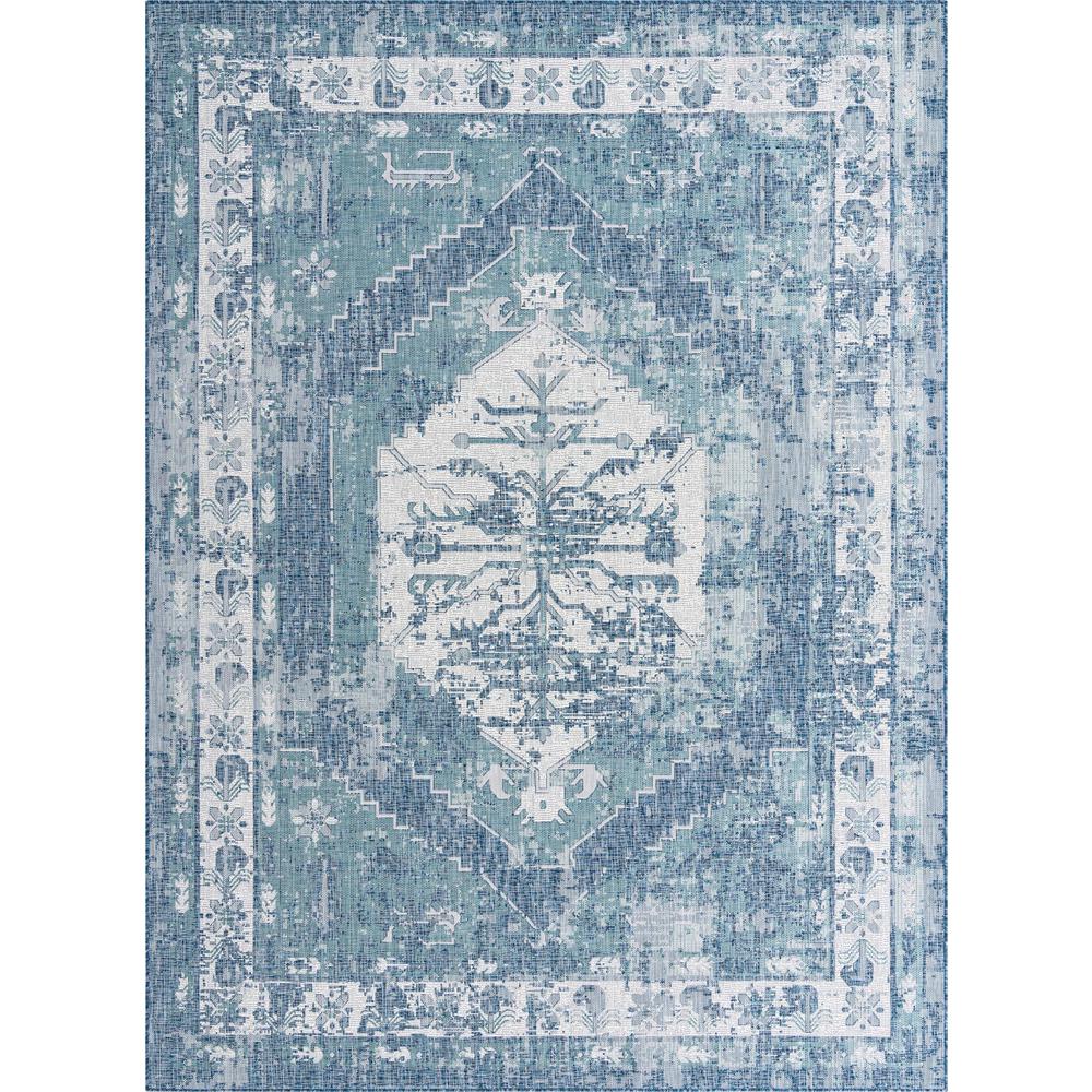 Outdoor Traditional Collection, Area Rug, Blue, 9' 0" x 12' 0", Rectangular. Picture 1