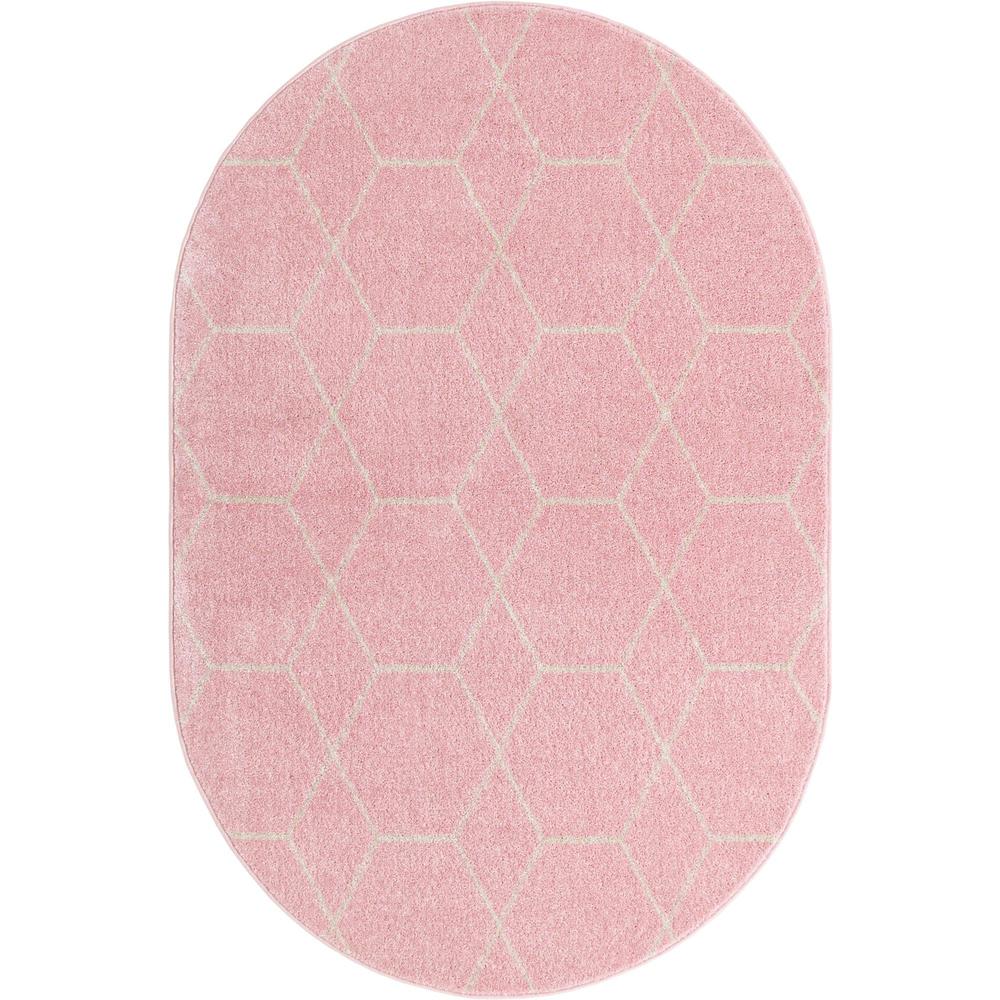 Unique Loom 4x6 Oval Rug in Light Pink (3151605). Picture 1