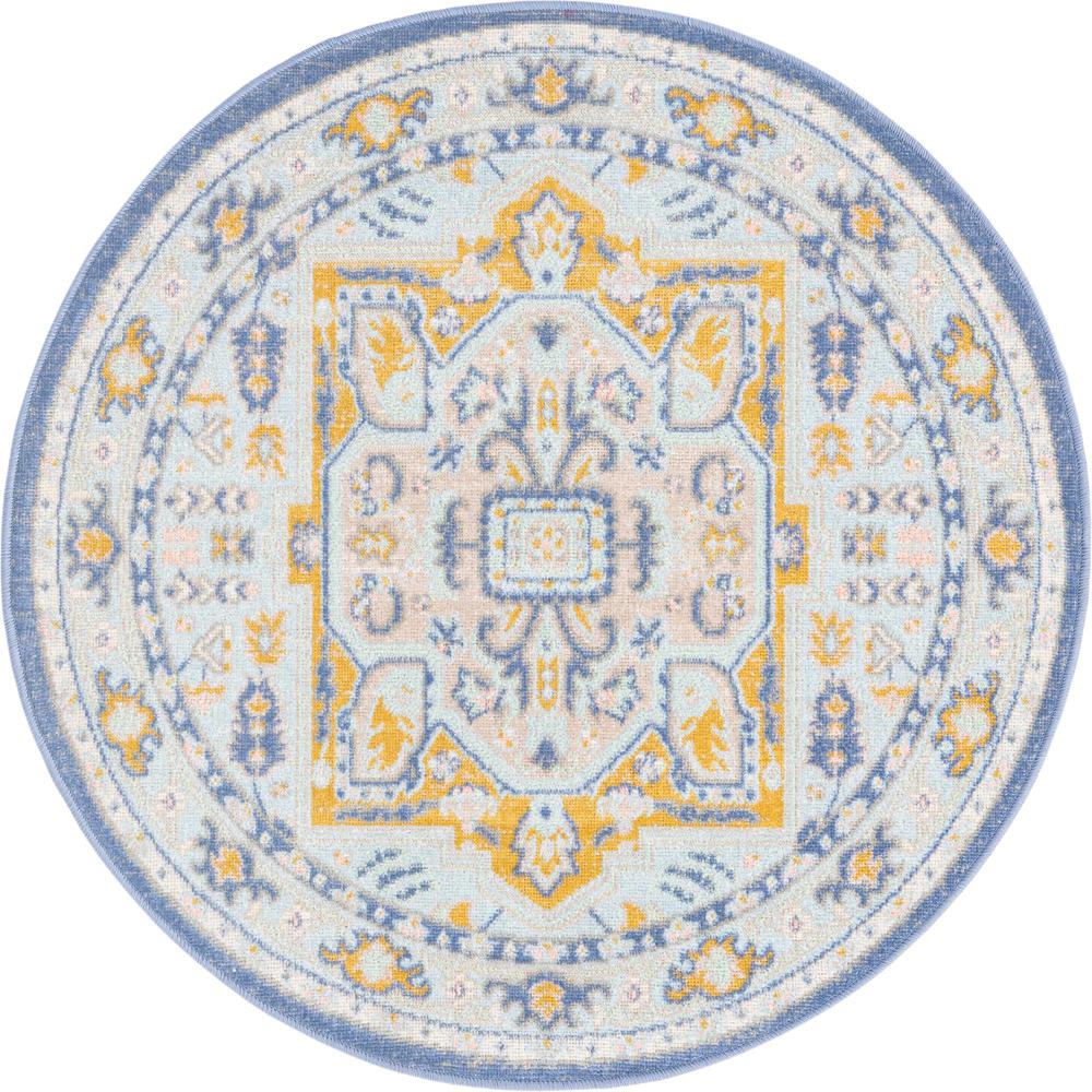 Unique Loom 3 Ft Round Rug in Sky Blue (3154857). Picture 1