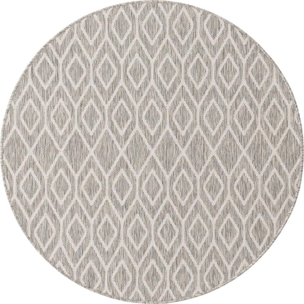 Jill Zarin Outdoor Turks and Caicos Area Rug 4' 0" x 4' 0", Round Gray Cream. Picture 1
