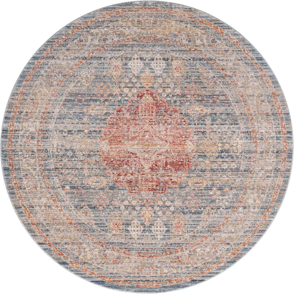 Unique Loom 5 Ft Round Rug in Blue (3147887). Picture 1