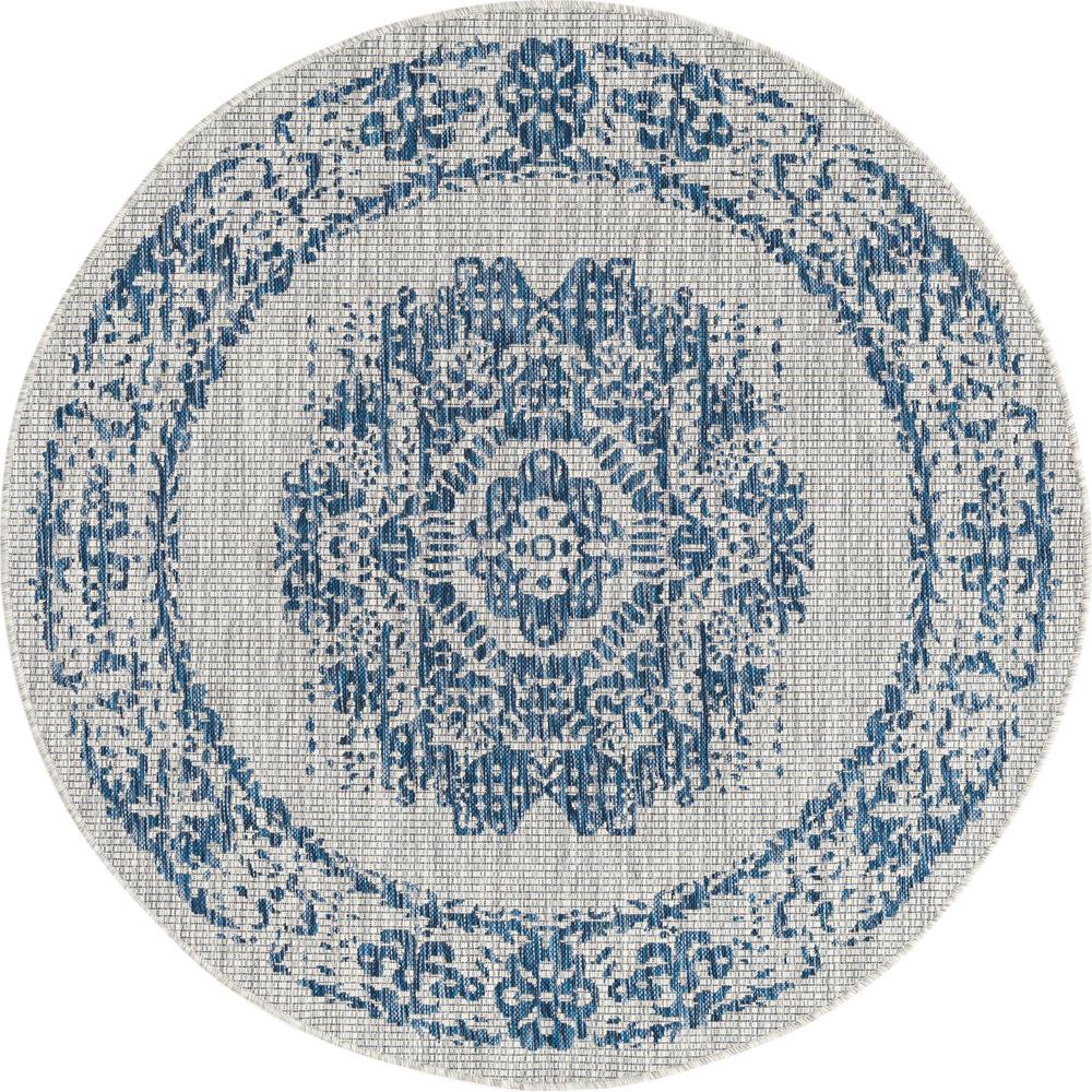 Unique Loom 5 Ft Round Rug in Blue (3159589). Picture 1