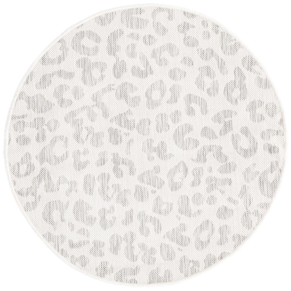 Outdoor Safari Collection, Area Rug, Ivory Gray, 3' 0" x 3' 0", Round. Picture 1