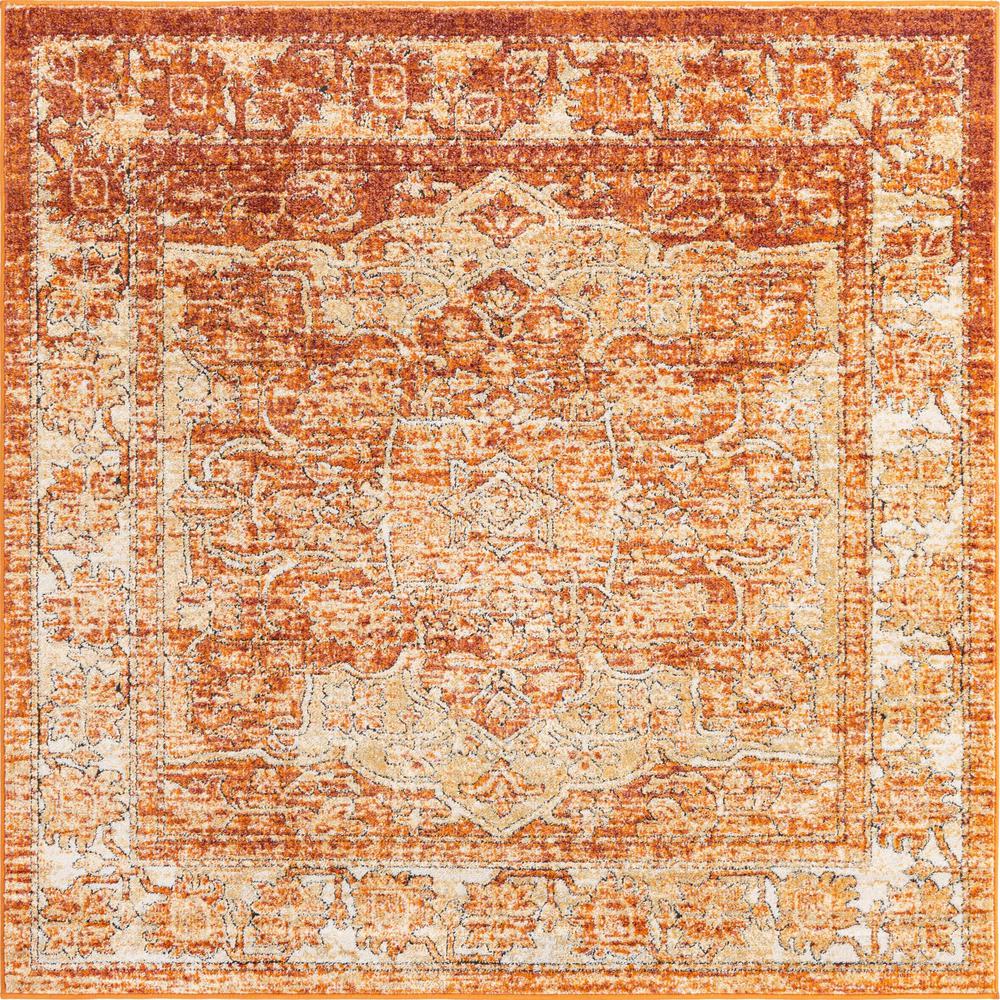 Unique Loom 6 Ft Square Rug in Rust Red (3161886). Picture 1
