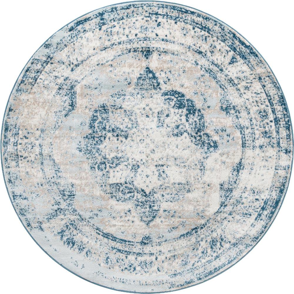 Unique Loom 6 Ft Round Rug in Blue (3151853). Picture 1