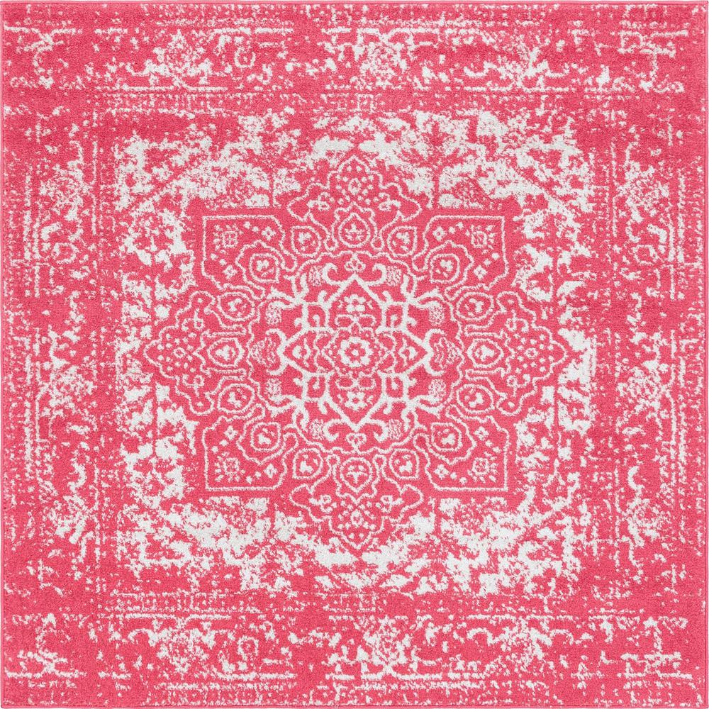 Unique Loom 5 Ft Square Rug in Pink (3150504). Picture 1