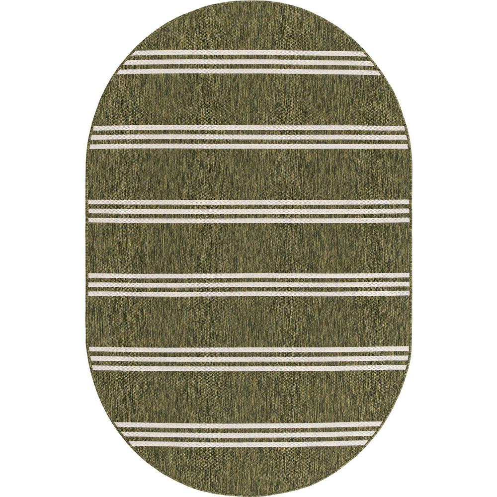 Jill Zarin Outdoor Anguilla Area Rug 5' 3" x 8' 0", Oval Green. Picture 1