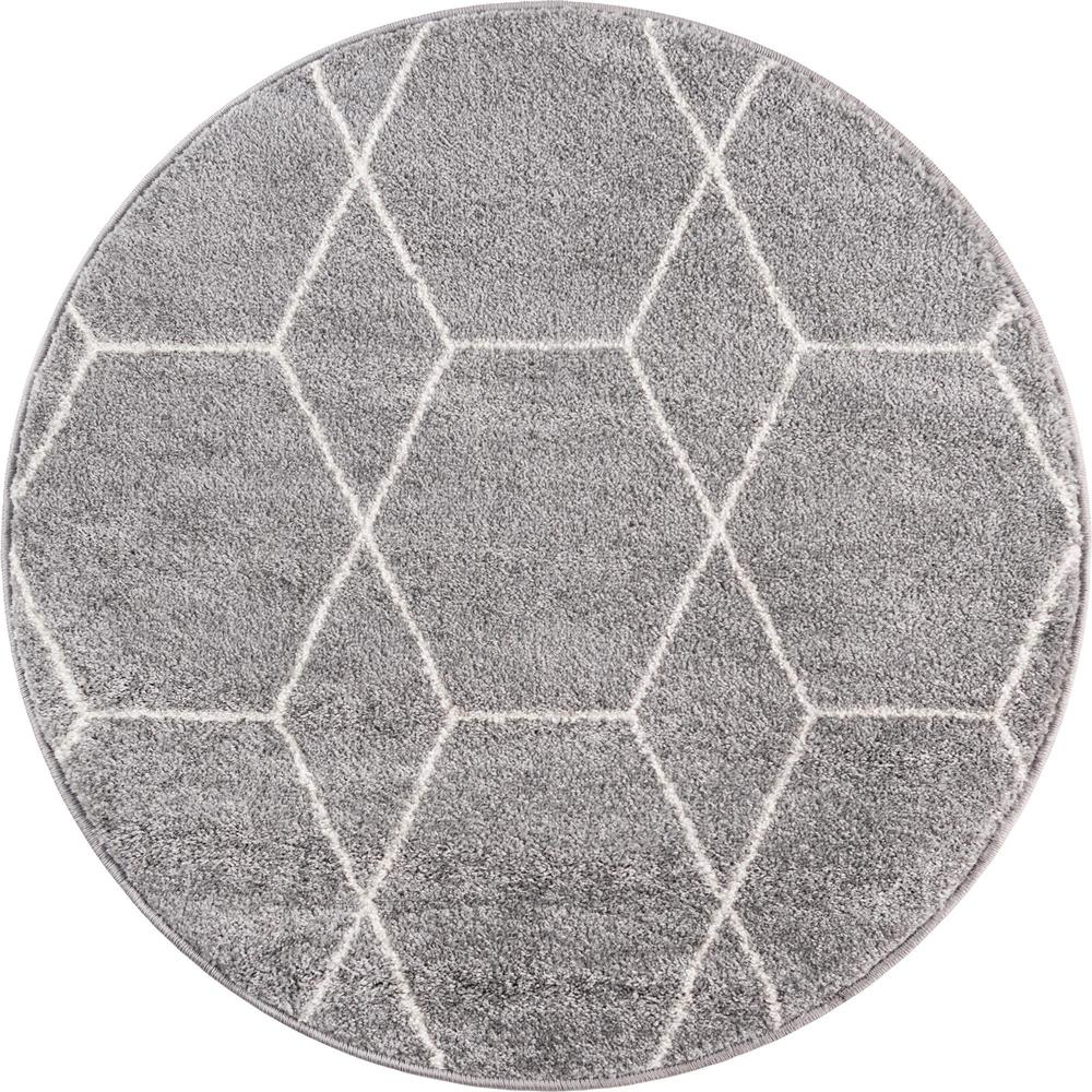 Unique Loom 3 Ft Round Rug in Light Gray (3151516). Picture 1