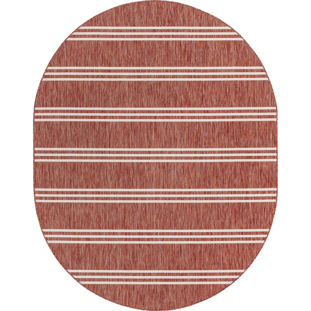 Jill Zarin Outdoor Anguilla Area Rug 7' 10" x 10' 0", Oval Rust Red. Picture 1