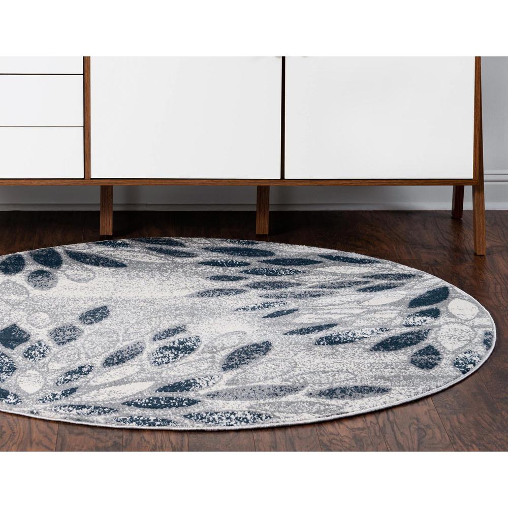 Unique Loom 5 Ft Round Rug in Gray (3150151). Picture 3