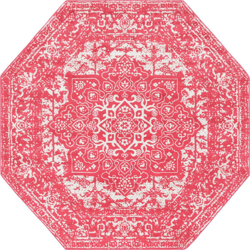 Unique Loom 8 Ft Octagon Rug in Pink (3150510). Picture 1