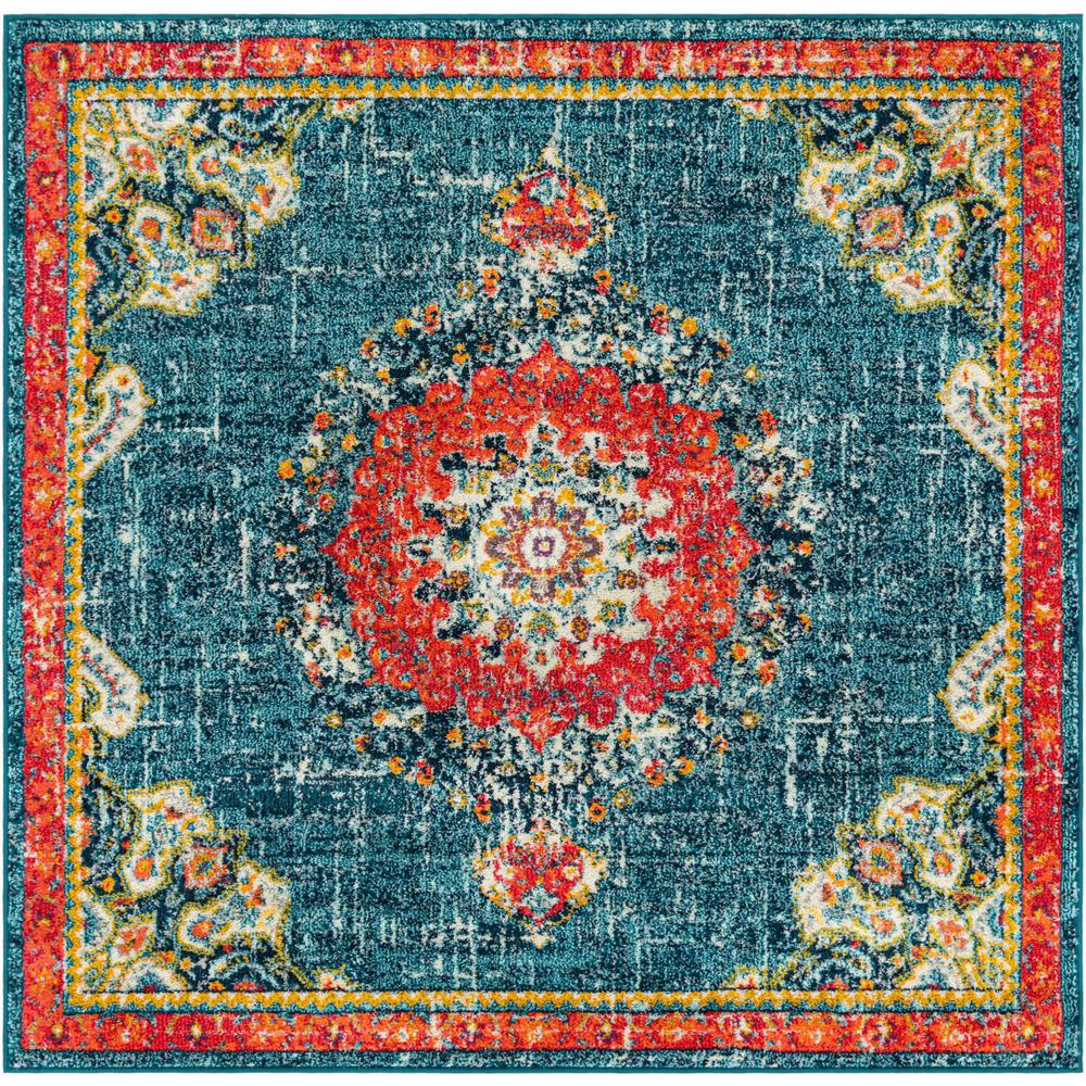Penrose Alexis Area Rug 6' 1" x 6' 1", Square Blue. Picture 1