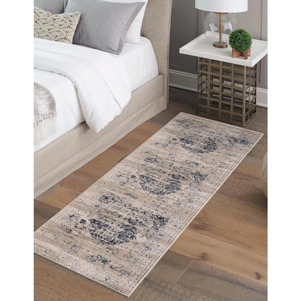 Chateau Hoover Area Rug 2' 7" x 12' 0", Runner Dark Blue. Picture 2