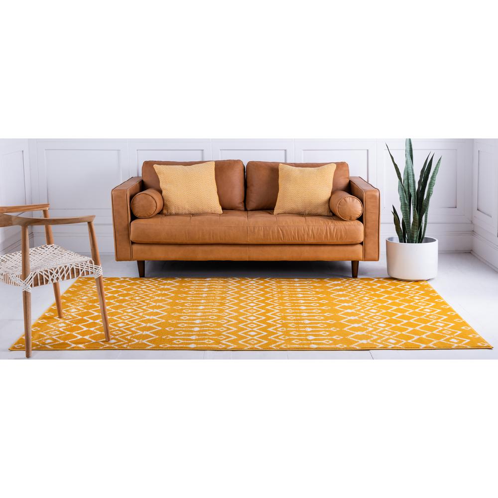 Moroccan Trellis Rug, Yellow/Ivory (8' 0 x 11' 0). Picture 4