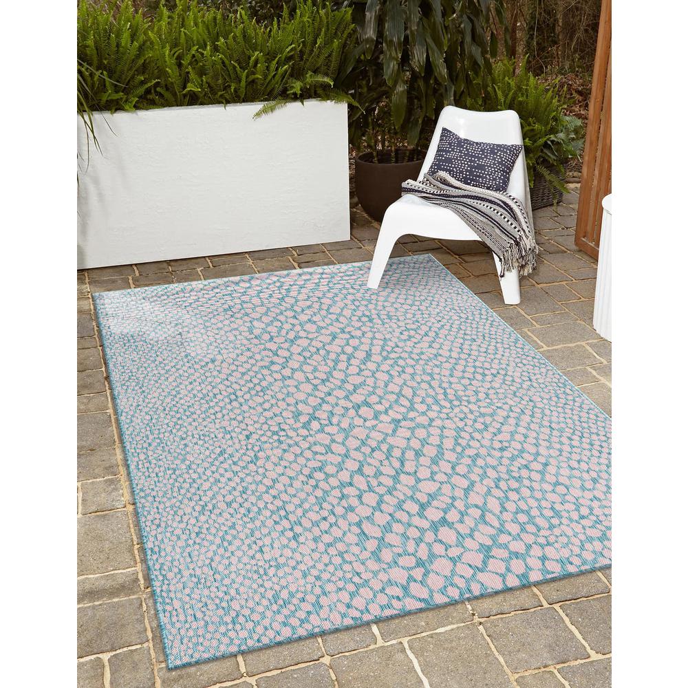 Jill Zarin Outdoor Cape Town Area Rug 6' 0" x 9' 0", Rectangular Pink and Aqua. Picture 2