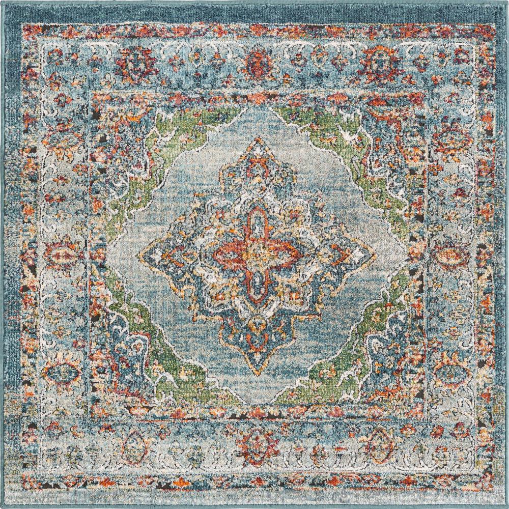 Unique Loom 4 Ft Square Rug in Blue (3161936). Picture 1