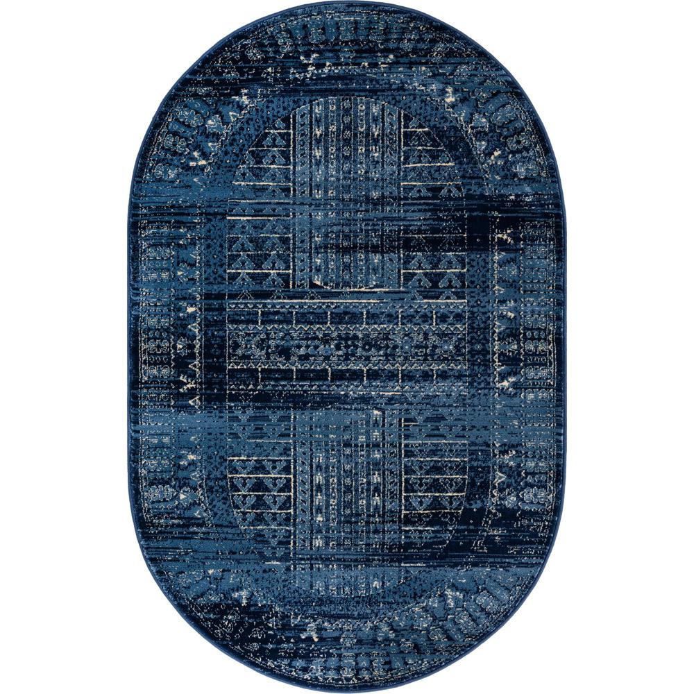 District Collection, Area Rug, Blue, 3' 3" x 5' 3", Oval. Picture 1