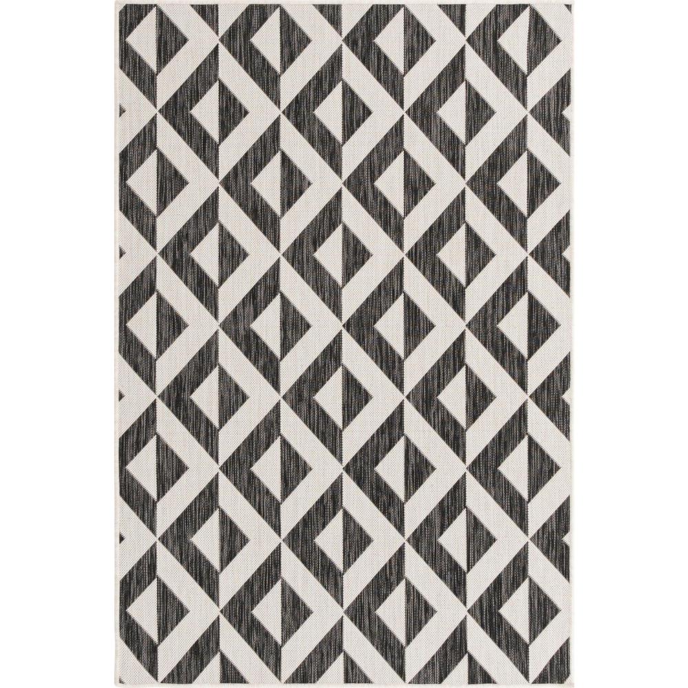 Jill Zarin Outdoor Napa Area Rug 4' 0" x 6' 0", Rectangular Charcoal Gray. Picture 1