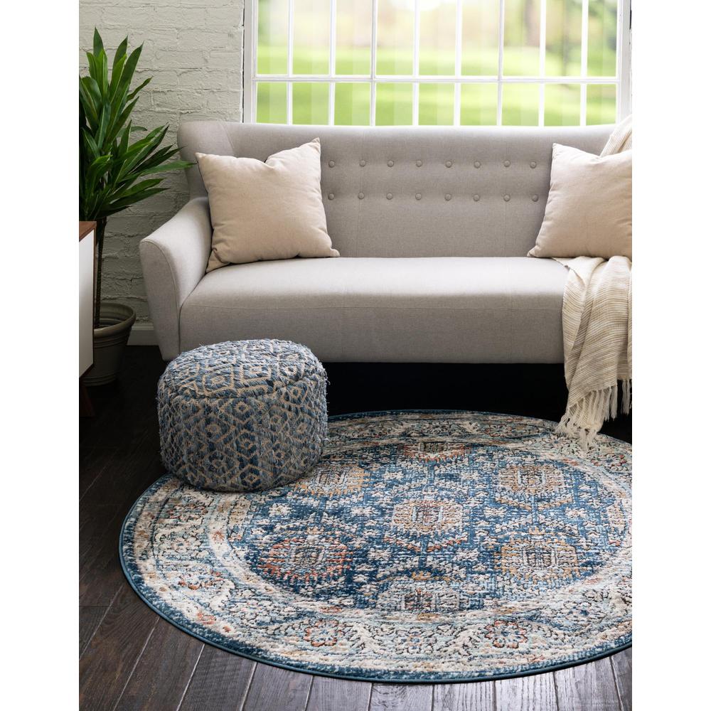 Nyla Collection, Area Rug, Blue, 3' 3" x 3' 3", Round. Picture 2