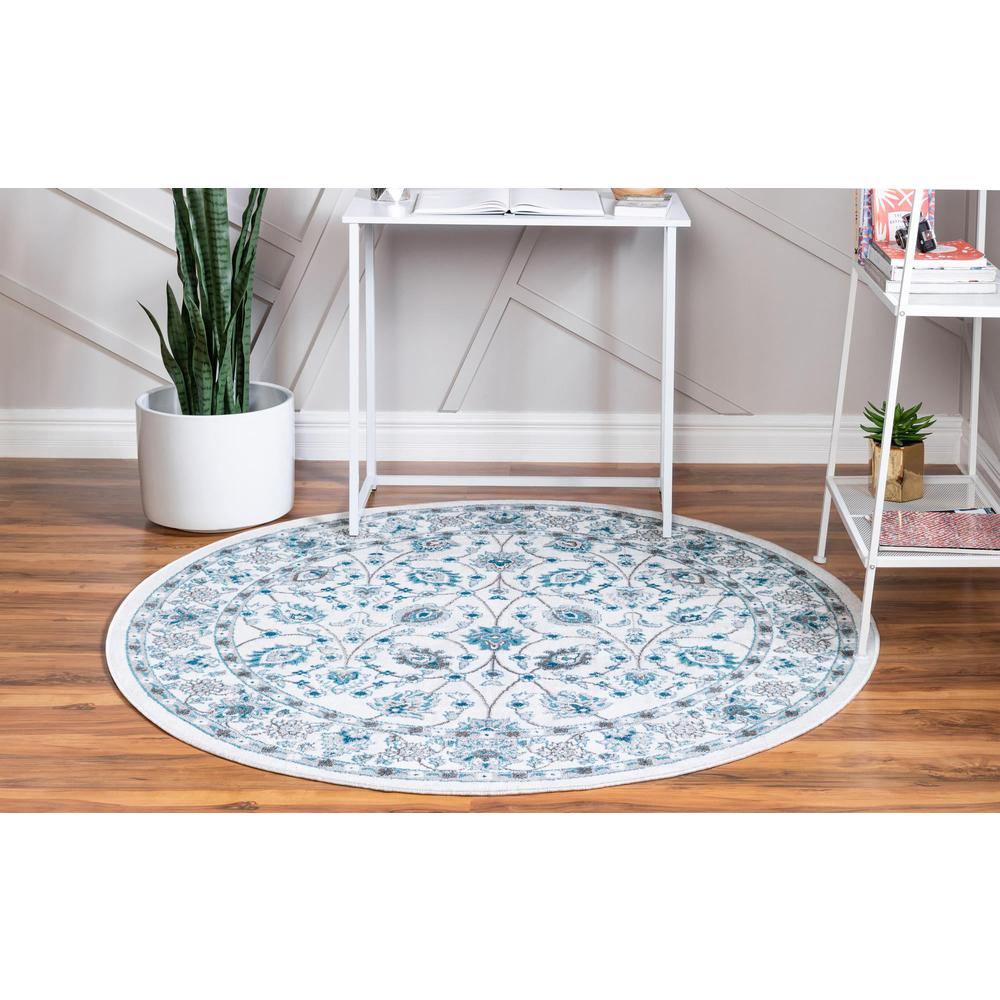 Unique Loom 5 Ft Round Rug in Ivory (3149248). Picture 4