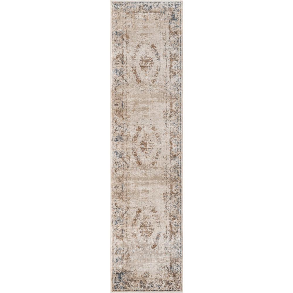 Chateau Lincoln Area Rug 2' 7" x 10' 0", Runner Blue Cream. Picture 1