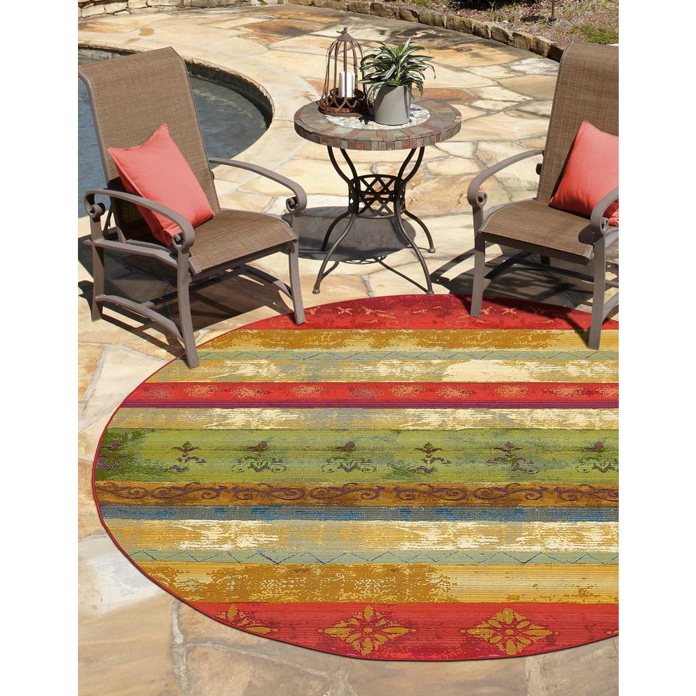 Outdoor Modern Collection, Area Rug, Multi, 2' 7" x 2' 7" Round. Picture 2
