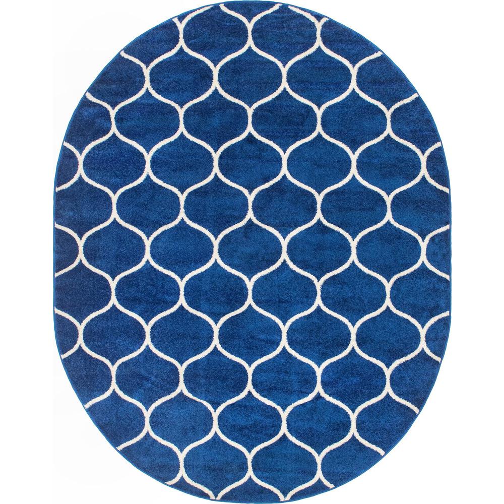 Unique Loom 8x10 Oval Rug in Navy Blue (3151658). Picture 1