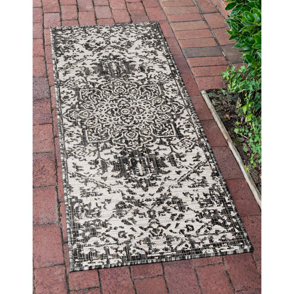Jill Zarin Outdoor Collection, Area Rug, Charcoal Gray, 2' 0" x 8' 0", Runner. Picture 2