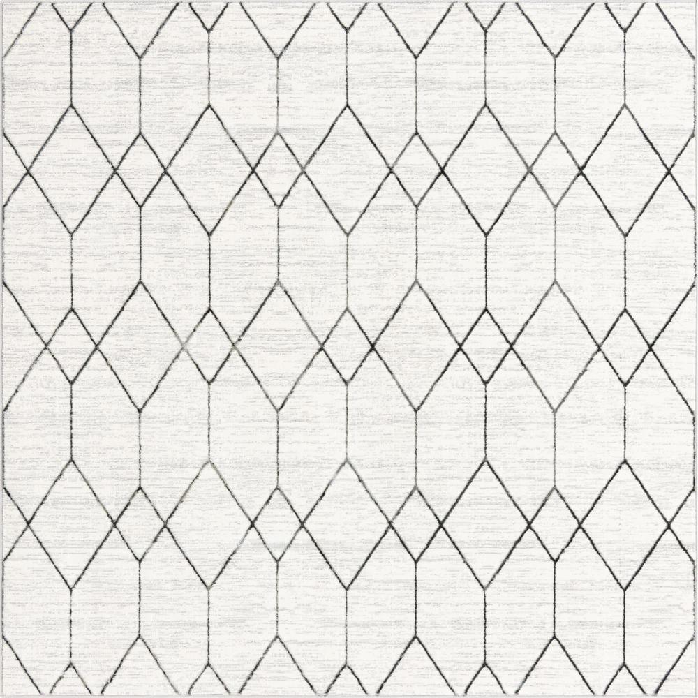 Matrix Trellis Collection, Area Rug, White, 7' 0" x 7' 0", Square. Picture 1