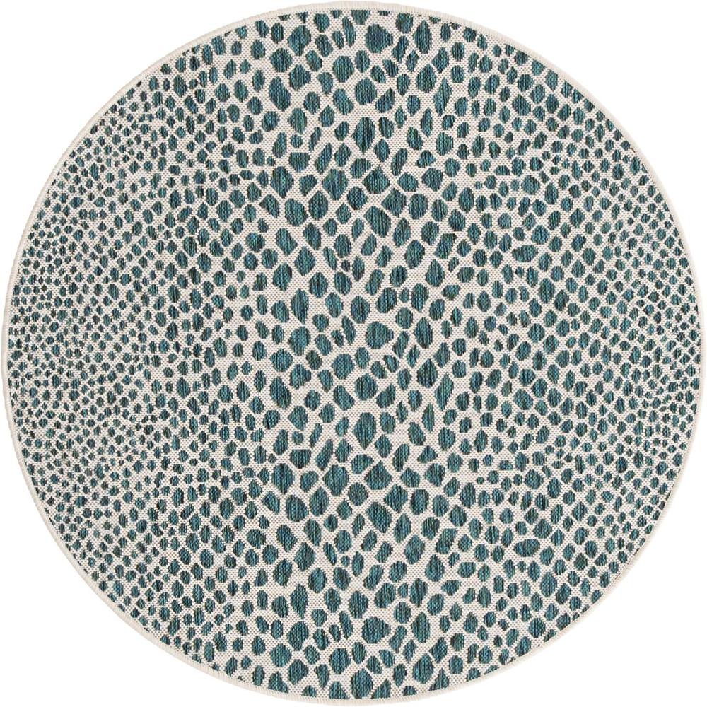 Jill Zarin Outdoor Cape Town Area Rug 4' 0" x 4' 0", Round Teal. Picture 1