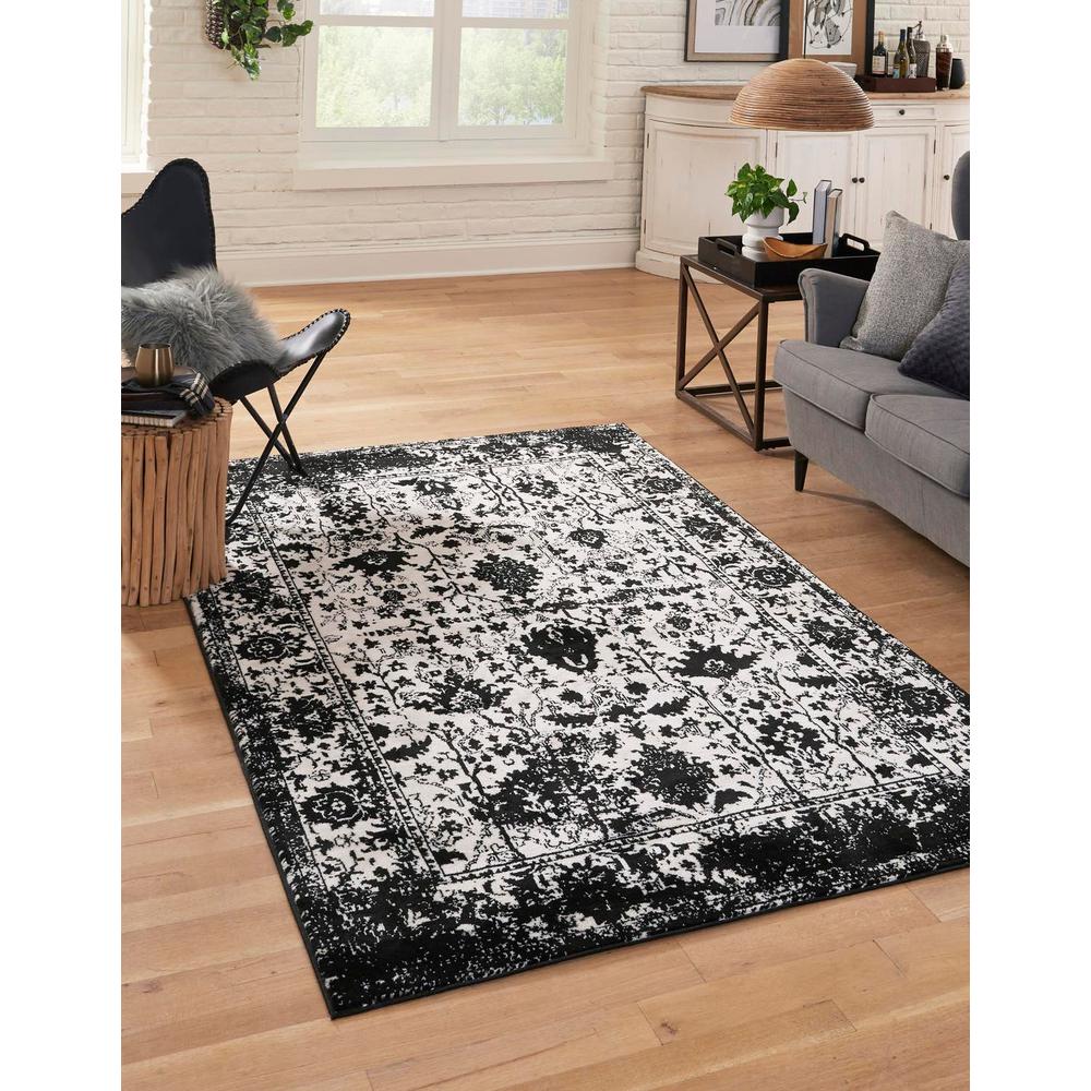 Portland Central Area Rug 10' 0" x 14' 0", Rectangular Black and White. Picture 2