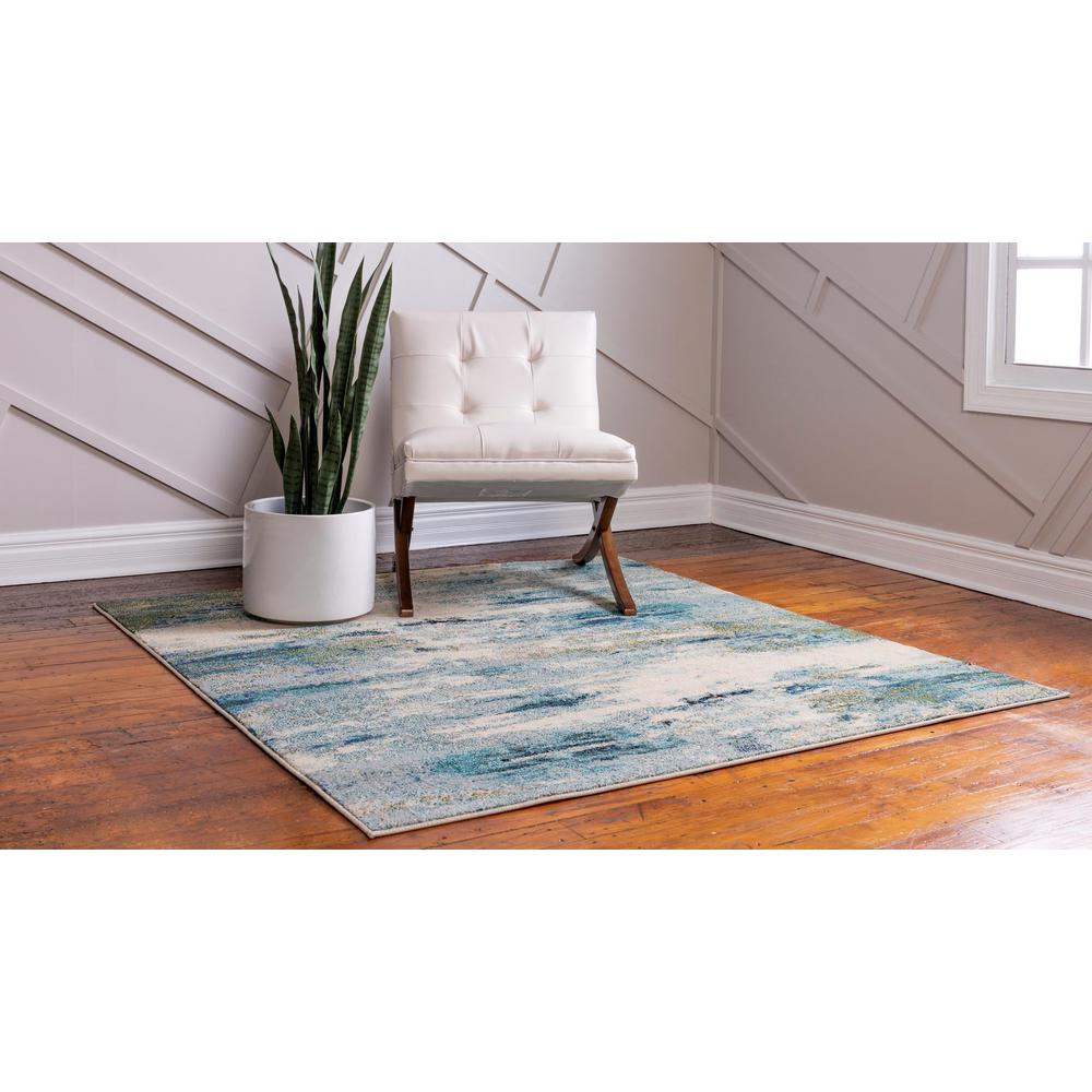 Unique Loom 4 Ft Square Rug in Light Blue (3153822). Picture 3
