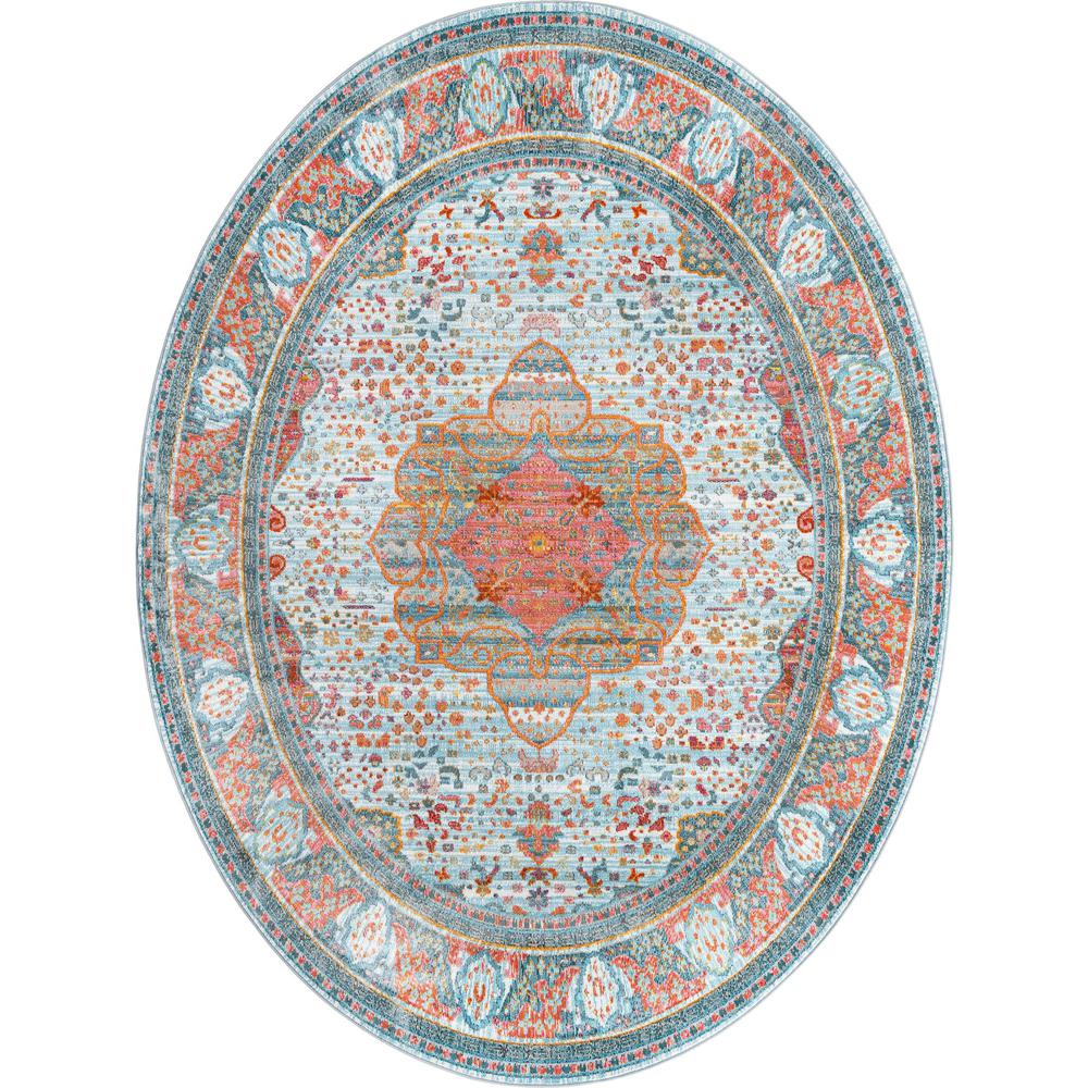 Baracoa Collection, Area Rug, Light Blue, 7' 10" x 10' 0", Oval. Picture 1