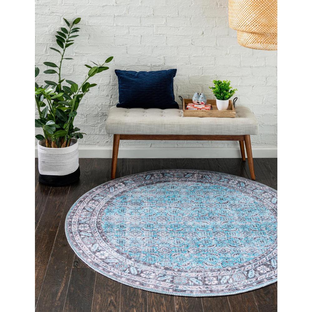 Unique Loom 5 Ft Round Rug in Blue (3161166). Picture 1