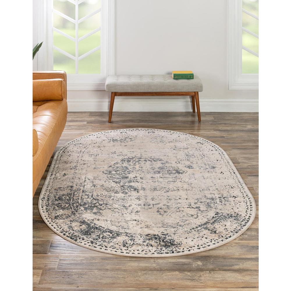 Chateau Hoover Area Rug 5' 3" x 7' 10", Oval Dark Blue. Picture 2