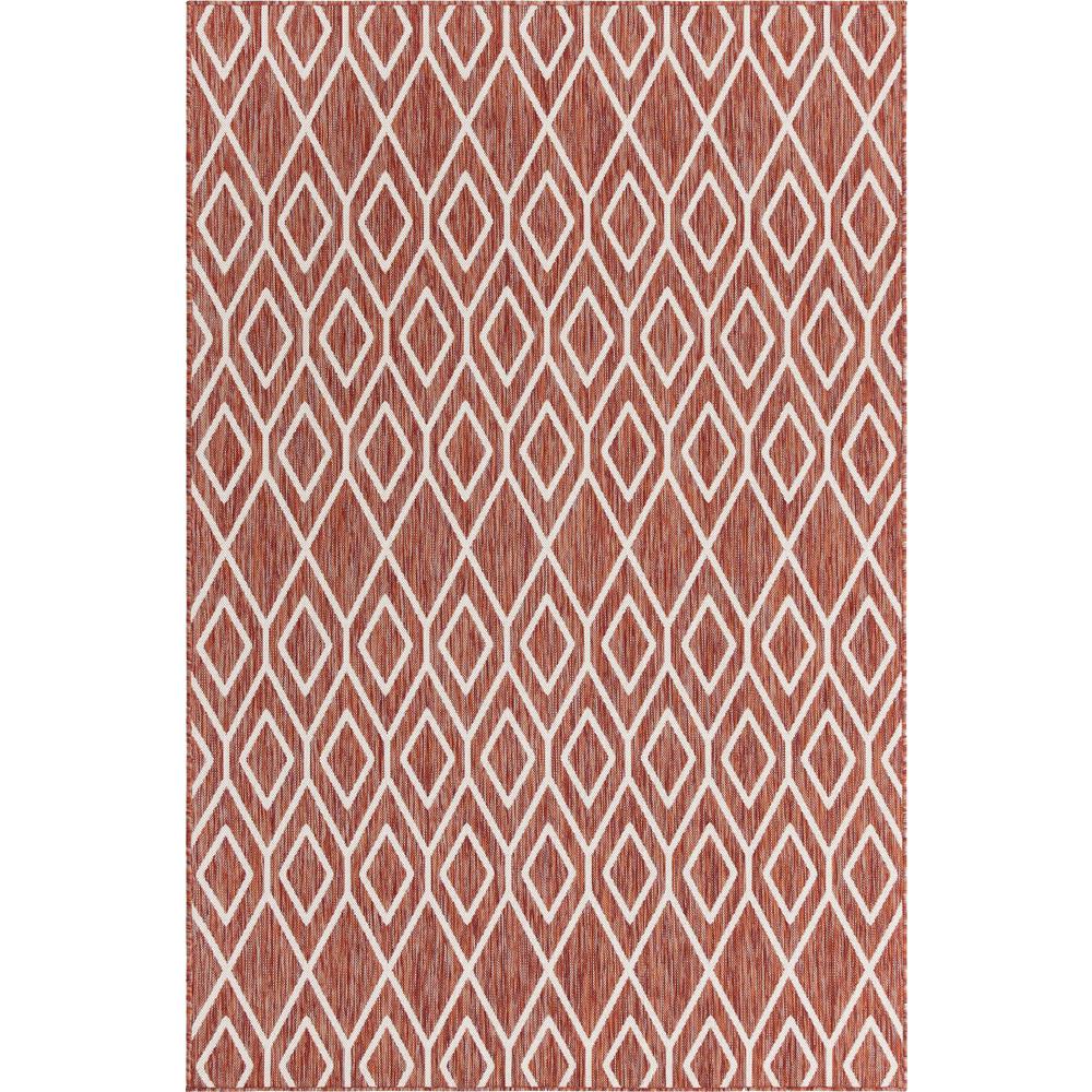 Jill Zarin Outdoor Turks and Caicos Area Rug 6' 0" x 9' 0", Rectangular Rust Red. Picture 1