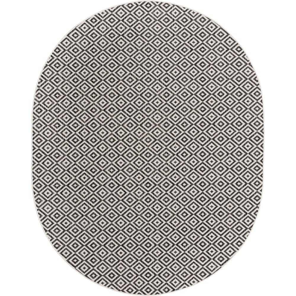 Jill Zarin Outdoor Costa Rica Area Rug 7' 10" x 10' 0", Oval Charcoal Gray. Picture 1