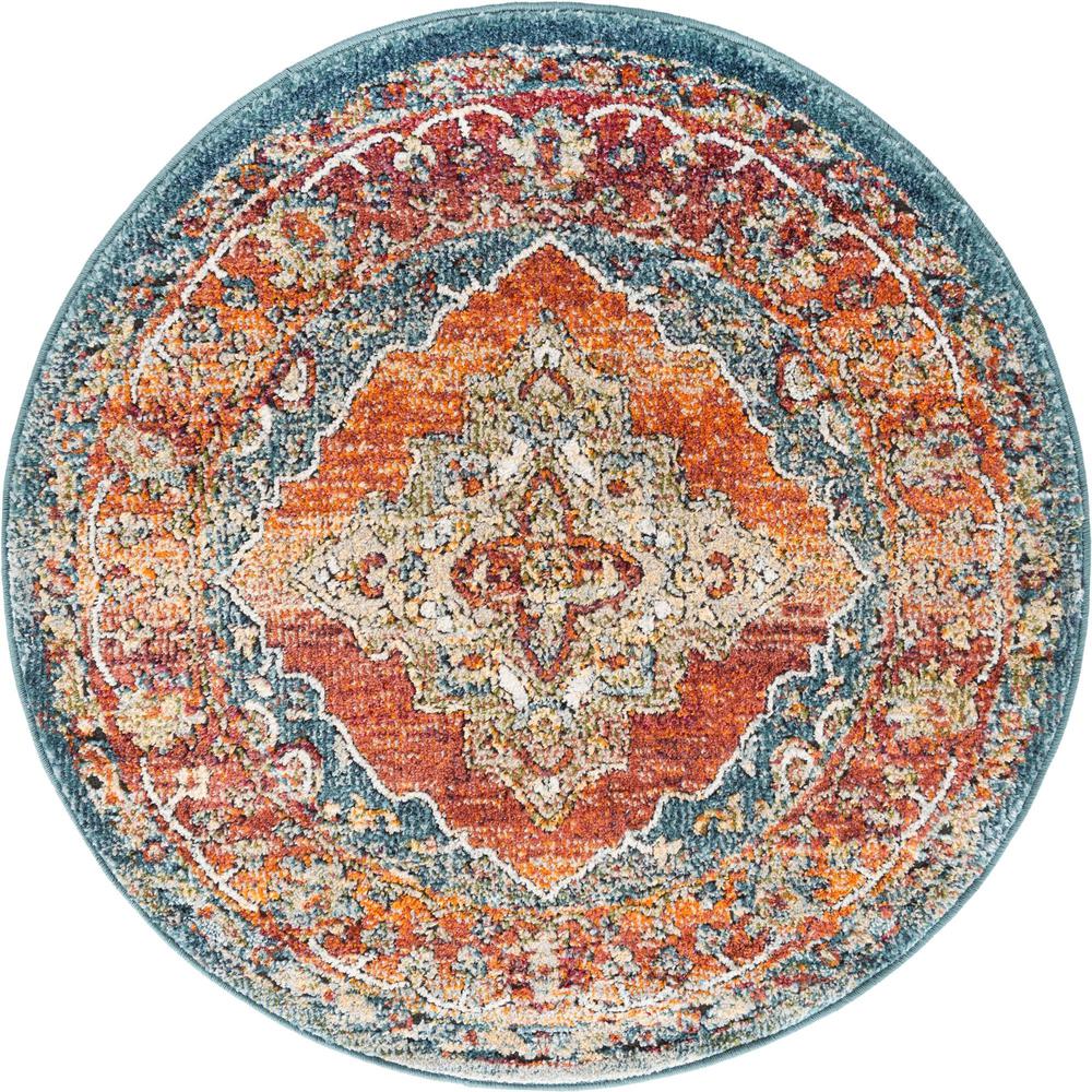 Unique Loom 3 Ft Round Rug in Rust Red (3161984). The main picture.