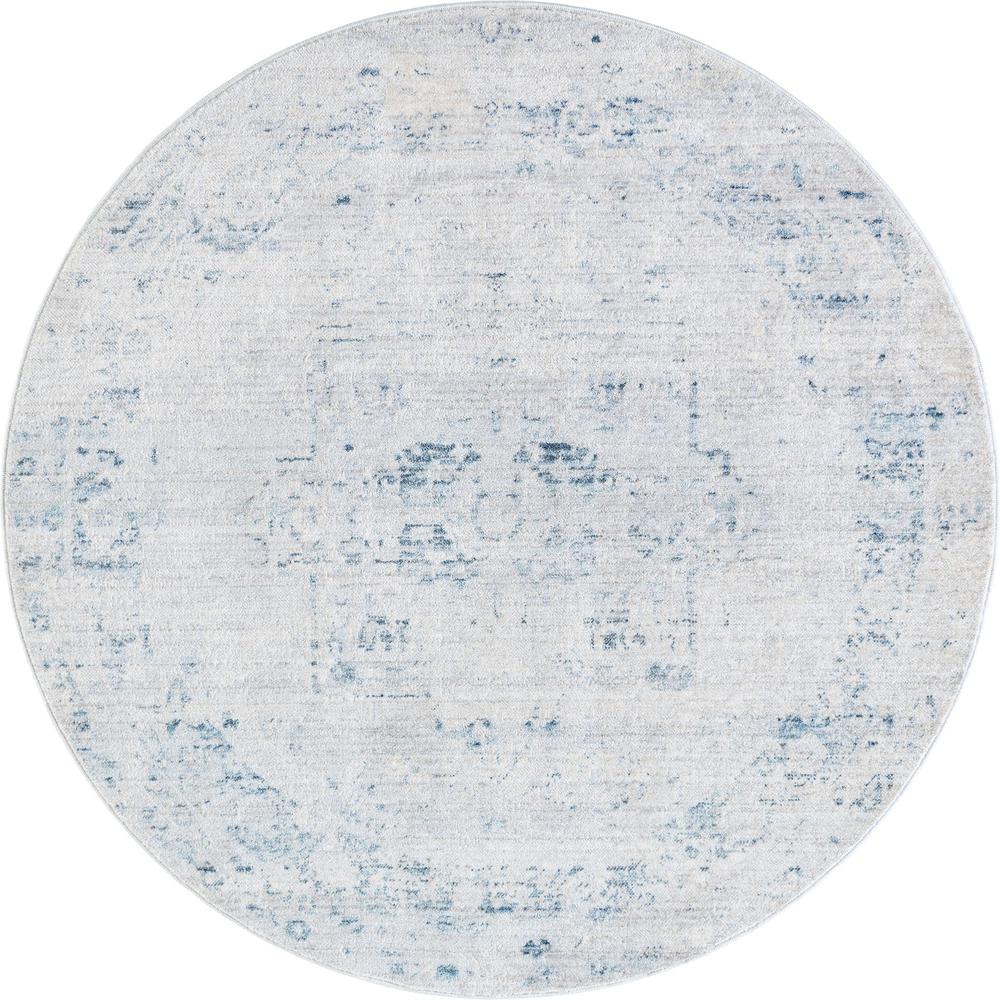 Unique Loom 4 Ft Round Rug in Blue (3147931). Picture 1