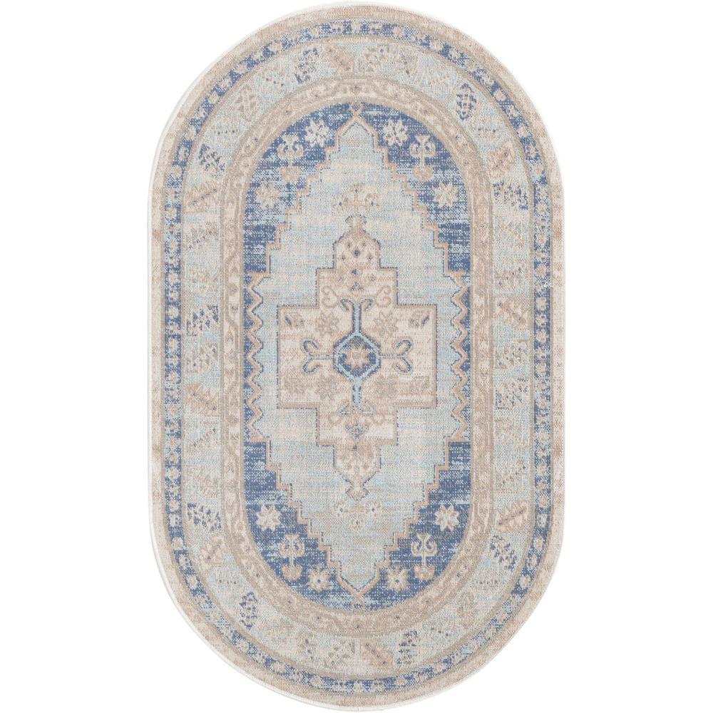 Unique Loom 3x5 Oval Rug in Sky Blue (3154946). Picture 1