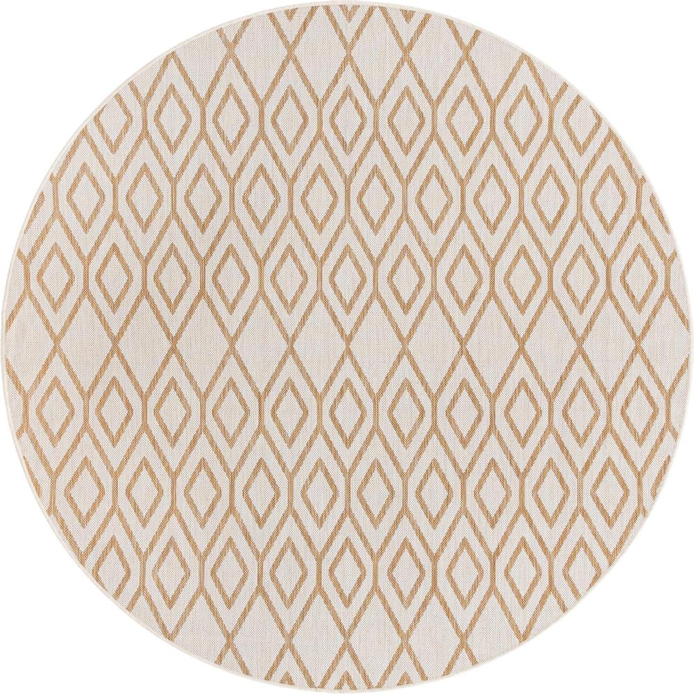Jill Zarin Outdoor Turks and Caicos Area Rug 6' 7" x 6' 7", Round Beige. Picture 1