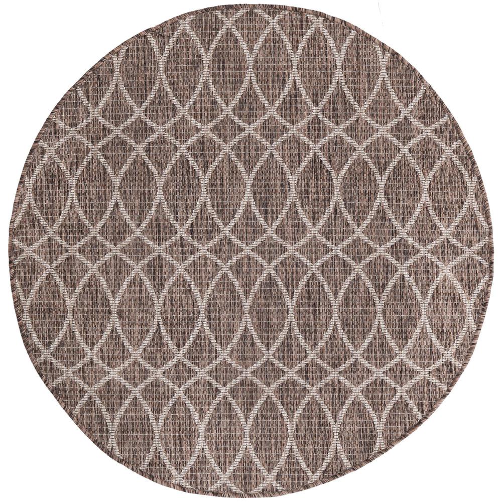 Outdoor Trellis Collection, Area Rug, Brown, 4' 0" x 4' 0", Round. Picture 1