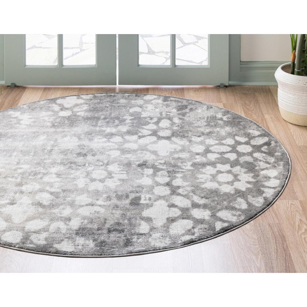 Unique Loom 7 Ft Round Rug in Gray (3147079). Picture 3