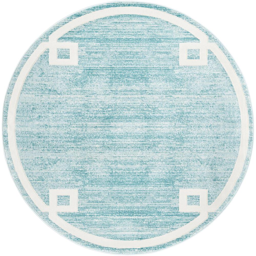 Uptown Lenox Hill Area Rug 5' 3" x 5' 3", Round Turquoise. Picture 1