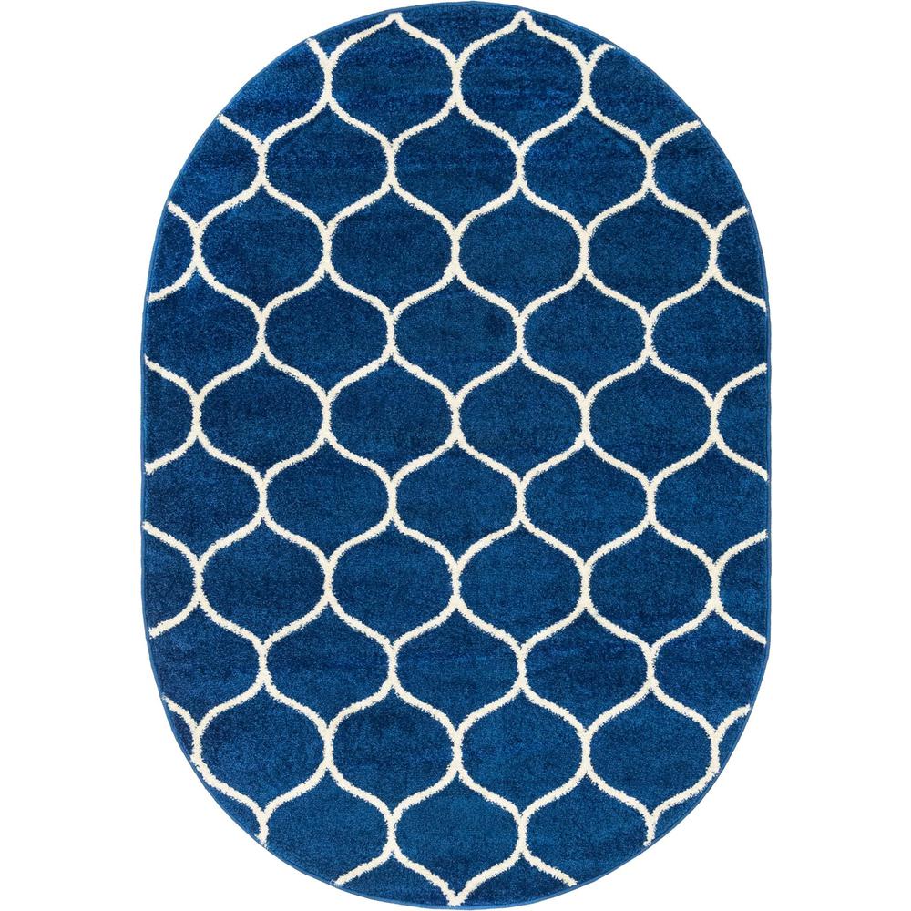 Unique Loom 4x6 Oval Rug in Navy Blue (3151656). Picture 1