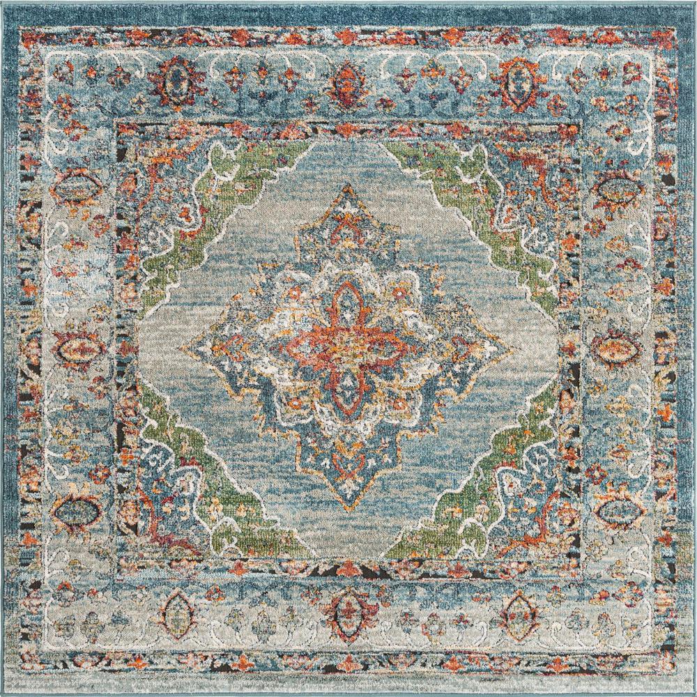 Unique Loom 6 Ft Square Rug in Blue (3161938). Picture 1