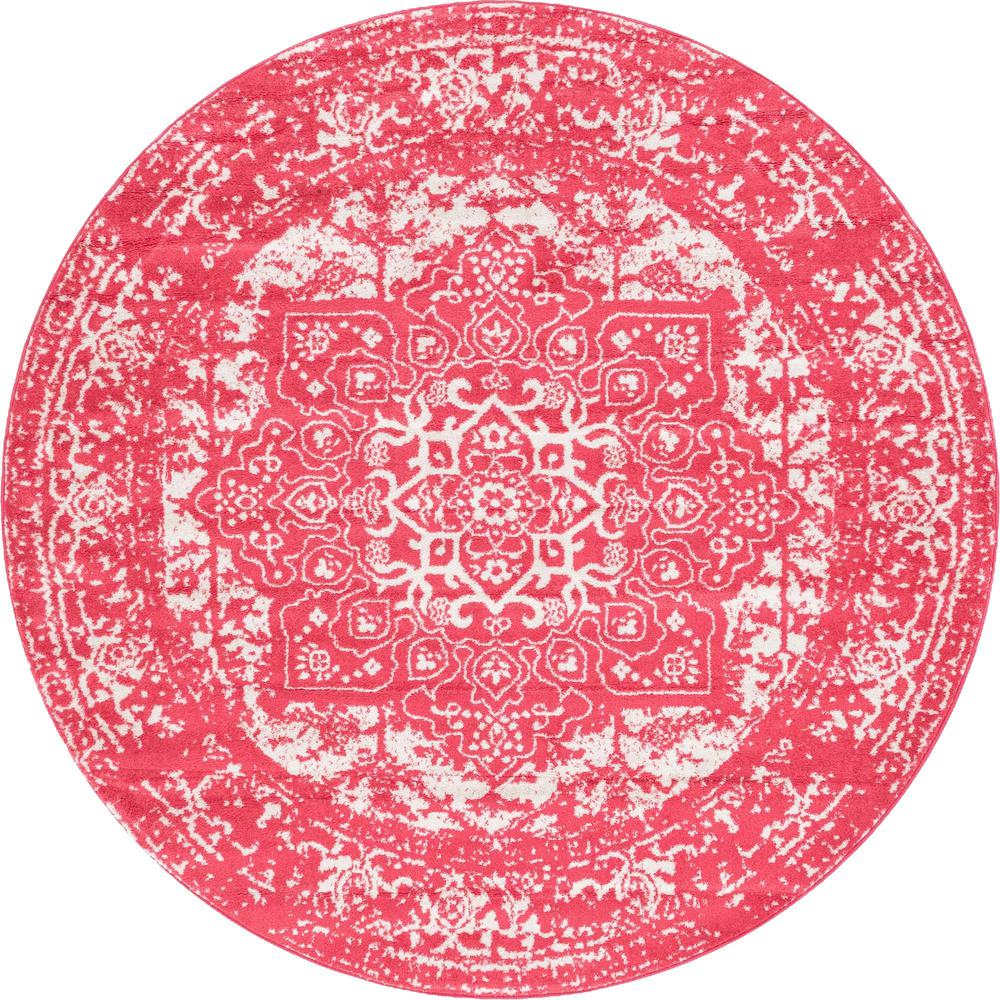 Unique Loom 8 Ft Round Rug in Pink (3150502). Picture 1