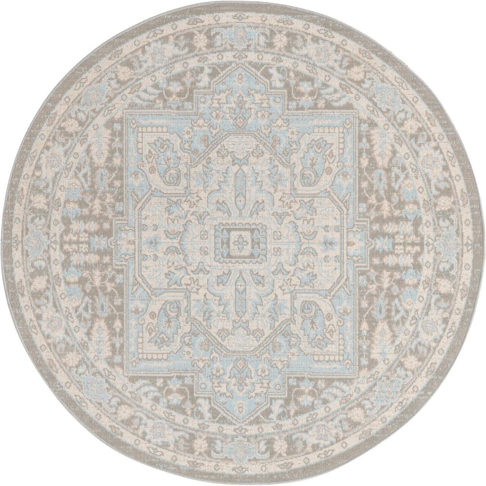 Unique Loom 5 Ft Round Rug in Cloud Gray (3154908). Picture 1