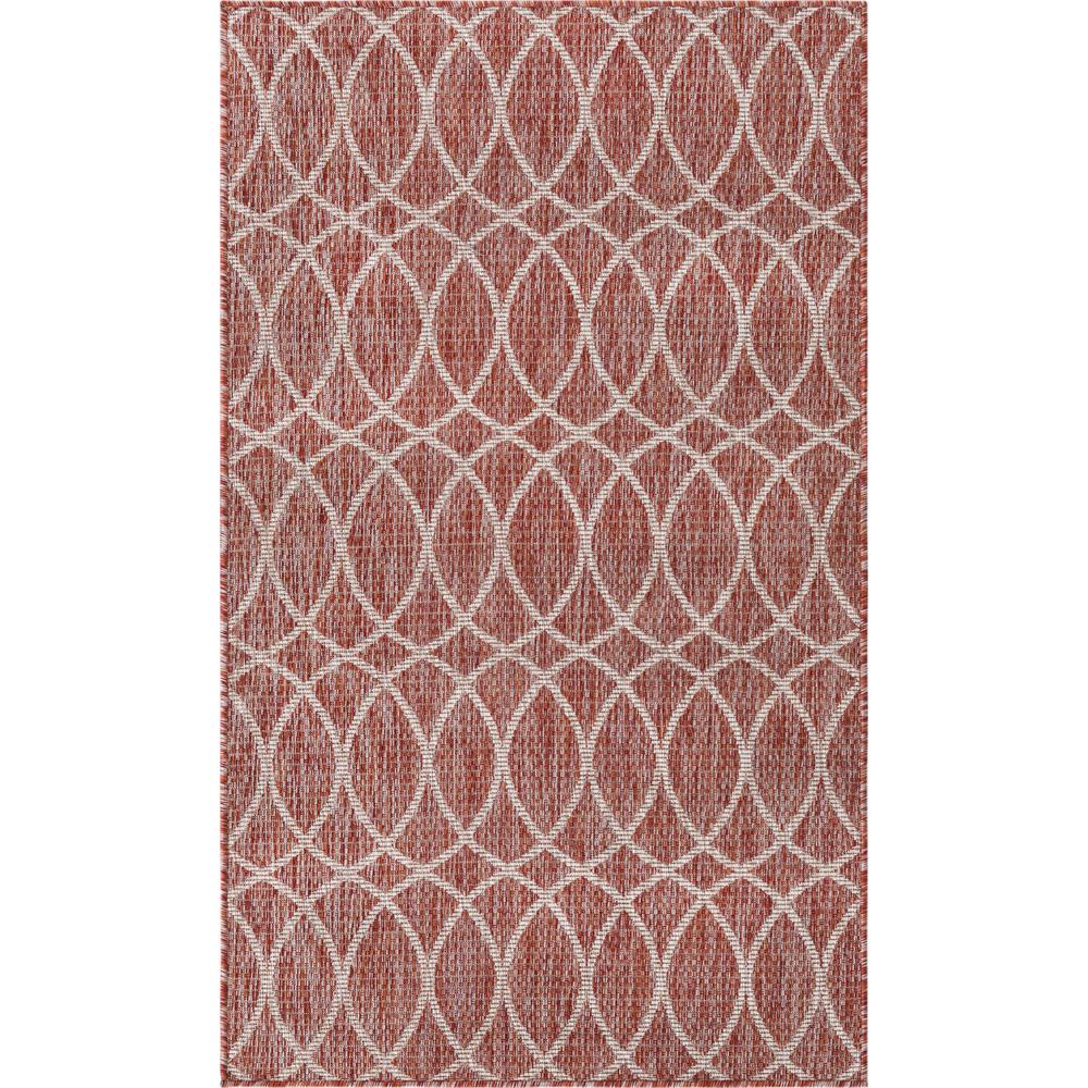 Outdoor Trellis Collection, Area Rug, Rust Red, 3' 0" x 5' 0", Rectangular. Picture 1